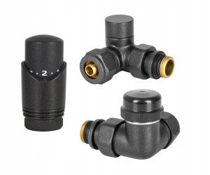 Zestaw termostatyczny osiowo lewy z głowicą ANTRACYT DIAMOND