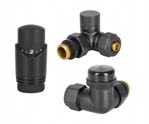 Zestaw termostatyczny osiowo prawy z głowicą ANTRACYT DIAMOND