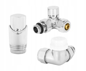 Zestaw termostatyczny osiowo prawy z głowicą CHROM DIAMOND