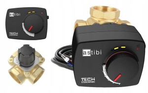 Zestaw regulacyjny Astibi 1":  siłownik + zawór 4-drogowy