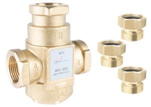 Zawór temperaturowy ATV 333, DN25, Rp1", kvs 9, 45°C AFRISO