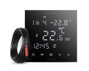 Podtynkowy, przewodowy regulator temperatury Pictor DS CZARNY AURATON 