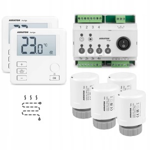 Przewodowy zestaw do podłogówki AURATON: 4 strefy z 4 regulatorami