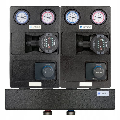 Zestaw grup pompowych PrimoTherm K 180-2 DN IP 3-WM-SM AFRISO z rozdzielaczem, pompami IBO IVO, zaworami mieszającymi ARV i siłownikami ARM 343 ProClick AFRISO