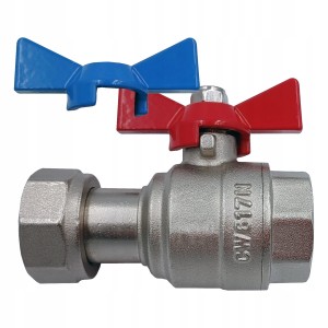 Zawór kulowy prosty z półśrubunkiem i dławikiem 1 x 1 cal do kotła