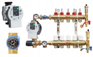  Rozdzielacz 6 obwodów do podłogówki z pompą WILO i zaworem hiszpan