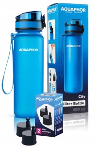 Butelka filtrująca AQUAPHOR City + 3 wkłady filtrujące, niebieska