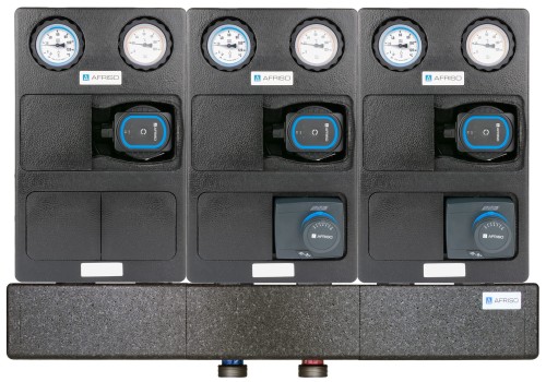 Zestaw grup pompowych PrimoTherm K 180-2 AFRISO z 3 pompami APH AFRISO i 2 siłownikami ARM 343