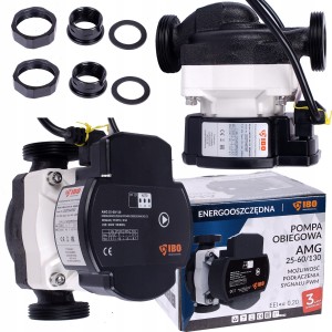 Elektroniczna pompa obiegowa cyrkulacyjna IBO AMG 25-60/130 (rozstaw 130 mm) z obsługą sygnału PWM + śrubunki