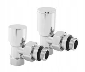 Zestaw zaworów grzejnikowych kątowy chrom Premium