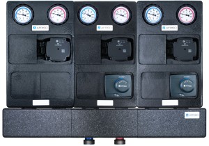 Zestaw grup pompowych PrimoTherm Grundfos 3 AFRISO z rozdzielaczem i 2 siłownikami ARM 343