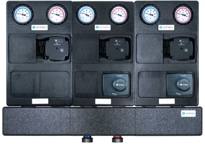 Zestaw grup pompowych PrimoTherm K 180-2 AFRISO + rozdzielacz + pompa Grundfos + siłownik ARM 343