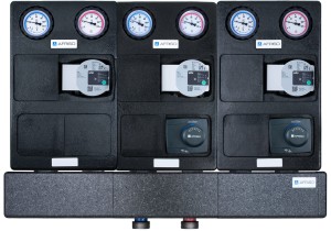 Zestaw grup pompowych PrimoTherm K 180-2 AFRISO z rozdzielaczem, pompą Wilo Para i siłownikiem ARM 343 - 3 obiegi