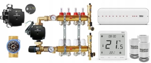 Rozdzielacz 4 obwody pompa GRUNDFOS sterowanie TECH Astibi.webp