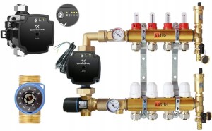  Rozdzielacz 12 obwodów do podłogówki z pompą GRUNDFOS Astibi