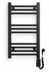 Grzejnik łazienkowy elektryczny z grzałką TURBO 400x700 300W 14 żeberek - czarny slim