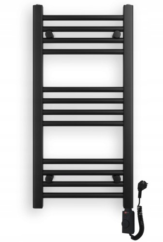Grzejnik łazienkowy elektryczny z grzałką 400x800 czarny slim