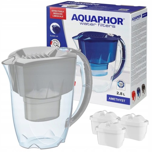 Dzbanek filtrujący Amethyst 2,8 l AQUAPHOR + 3x wkład MAXFOR+ - szary