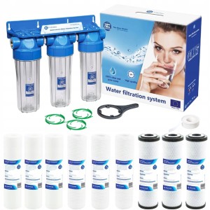FILTR WODY ZMIĘKCZACZ 3/4 '' AQUAFILTER 3 STOPNIOWY NA CAŁY DOM + WKŁADY