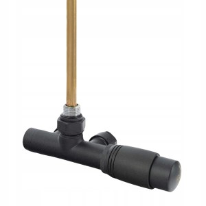 Zawór termostatyczny Diamond jednootworowy zespolony do grzejnika drabinki Antracyt