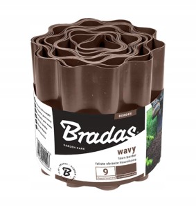 Obrzeże faliste trawnikowe BRADAS - brązowe, 9m x 25 cm