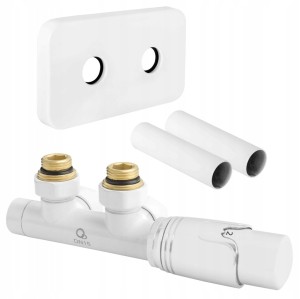Zawór termostatyczny zespolony biały Duoplex + maskownica do grzejnika