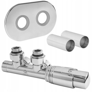 Zawór termostatyczny zespolony chrom Duoplex + maskownica do grzejnika