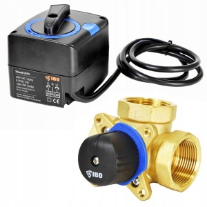 Zawór mieszający 3-drogowy IBO 1 cal + siłownik 3 punktowy IBO STER D