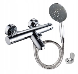 Zestaw natryskowy MODERN CHROM: Bateria + Słuchawka + Wąż + Uchwyt
