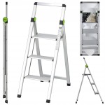 Drabina domowa STALCO składana MINI SLIM 3-stopnie z uchwytem - 150 kg