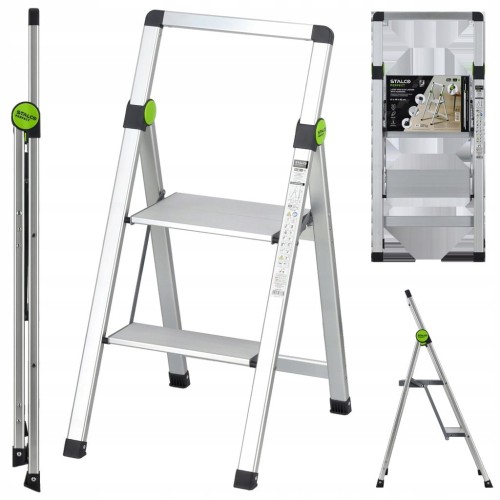 Drabina domowa STALCO składana SLIM 2-stopnie z uchwytem - 150 kg