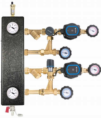 Zestaw mieszający ze sprzęgłem hydraulicznym SP1020, człon z zaworem obrotowym ARV 362 i termostatycznym ATM 561, pompy AFRISO APH 160