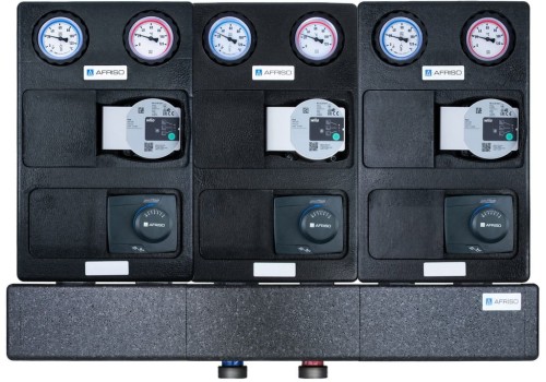 Grupa pompowa AFRISO PrimoTherm K 180-2 DN25 + rozdzielacz KSV 125-3 - siłowniki ARM 343, pompa Wilo