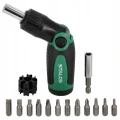 Wkrętak z grzechotką STALCO S-12403 z zestawem 14 elementów 1/4"x25mm