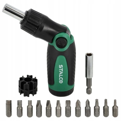 Wkrętak z grzechotką STALCO S-12403 z zestawem 14 elementów 1/4"x25mm