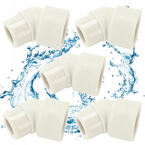 5 x Kolanko nyplowe zgrzewane PP PP-R 45 stopni fi 40 mm