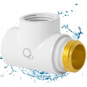 Trójnik mosiężny WZ biały Ø 1/2" do grzałki grzejnika łazienkowego