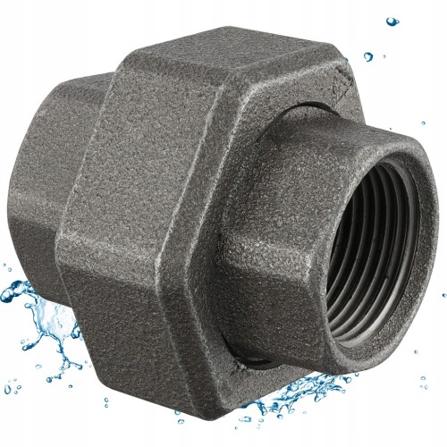 Dwuzłączka płaska żeliwna czarna śrubunek prosty 3/4" DN20