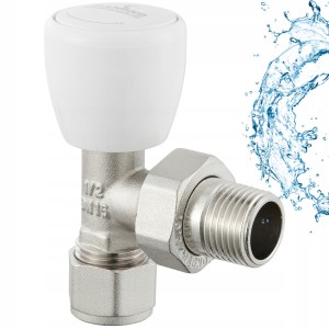 Zawór grzejnikowy zasilający PEX 1/2" x 16 kątowy niklowany