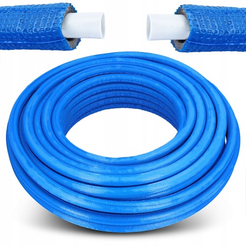 Rura PEX/PEX/Al/PEX 16 mm w otulinie niebieskiej 6 mm - 50 mb