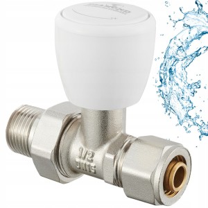 Zawór grzejnikowy zasilający PEX 1/2" x 16 prosty niklowany Diamond