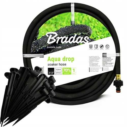 Wąż nawadniający BRADAS AQUA-DROP 1/2" - 20m + Szpilka z uchwytem na wąż / dł.16cm