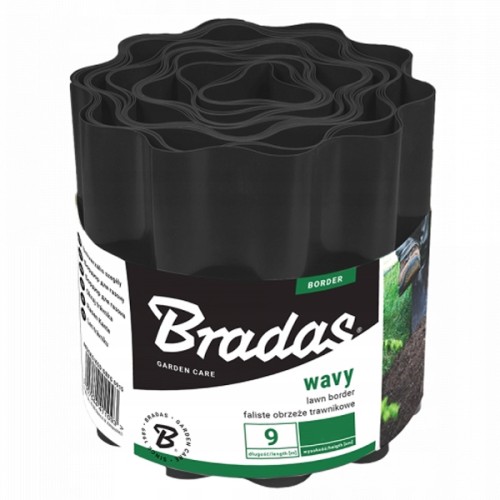 Obrzeże faliste trawnikowe BRADAS 9 m x 10 cm czarne OBFBK 0910