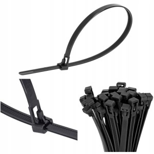 Opaski zaciskowe demontowalne czarne 7,6 × 540 mm 50 sztuk STALCO