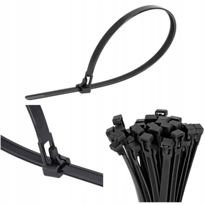 Opaski zaciskowe demontowalne czarne 7,6 × 300 mm  50 sztuk STALCO