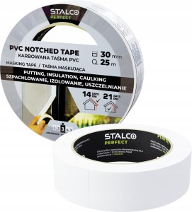 Taśma maskująca PVC karbowana STALCO 30 mm x 25 m do malowania i zabezpieczeń