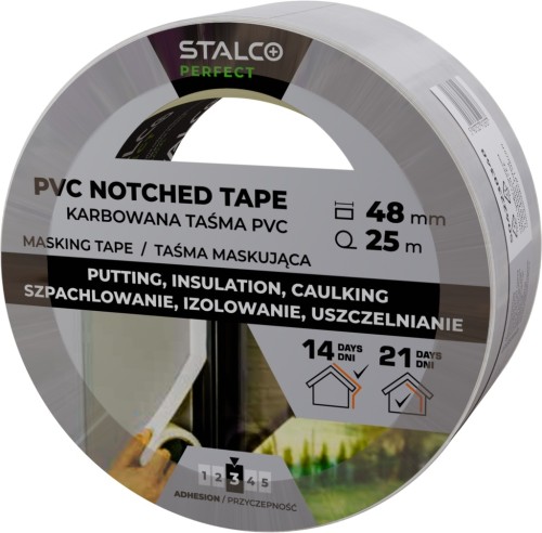 Taśma maskująca PVC karbowana STALCO 48 mm x 25 m do malowania i zabezpieczeń