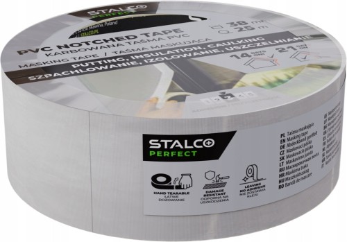 Taśma maskująca PCV karbowana STALCO 38mm x 25m do malowania i zabezpieczeń