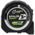 Miara zwijana fluorescencyjna STALCO 3 m x 19 mm magnetyczny zaczep
