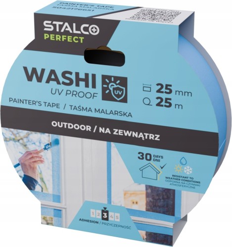 Taśma malarska STALCO WASHI UV PROOF 25 mm × 25 m odporna na pogodę